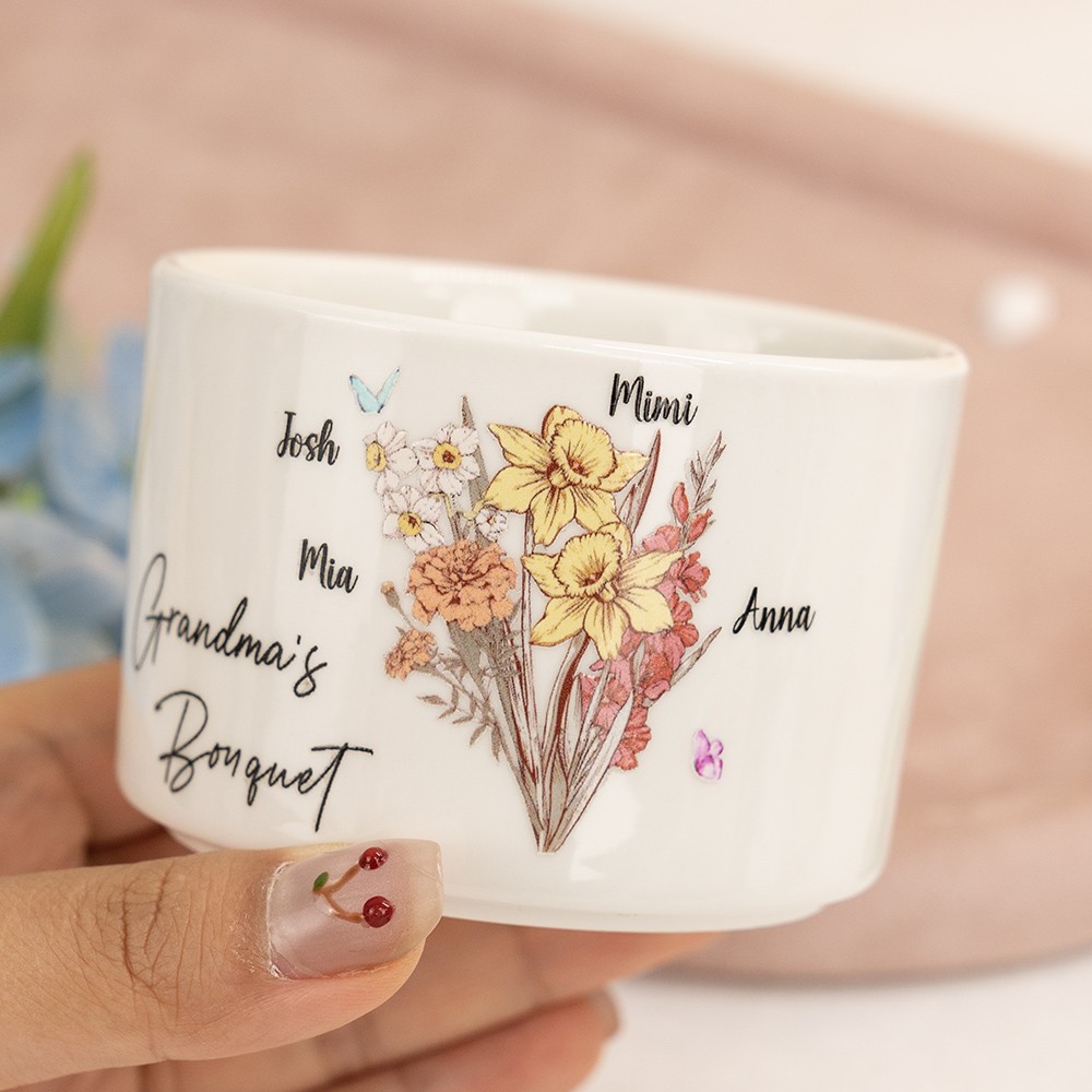 Custom Birth Month Flower Plant Pot Grandma's Garden Plant Pot Mother's Day Gift