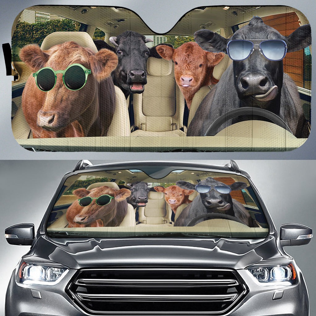 Driving Angus Cattle All Over Print 3D Sun Shade