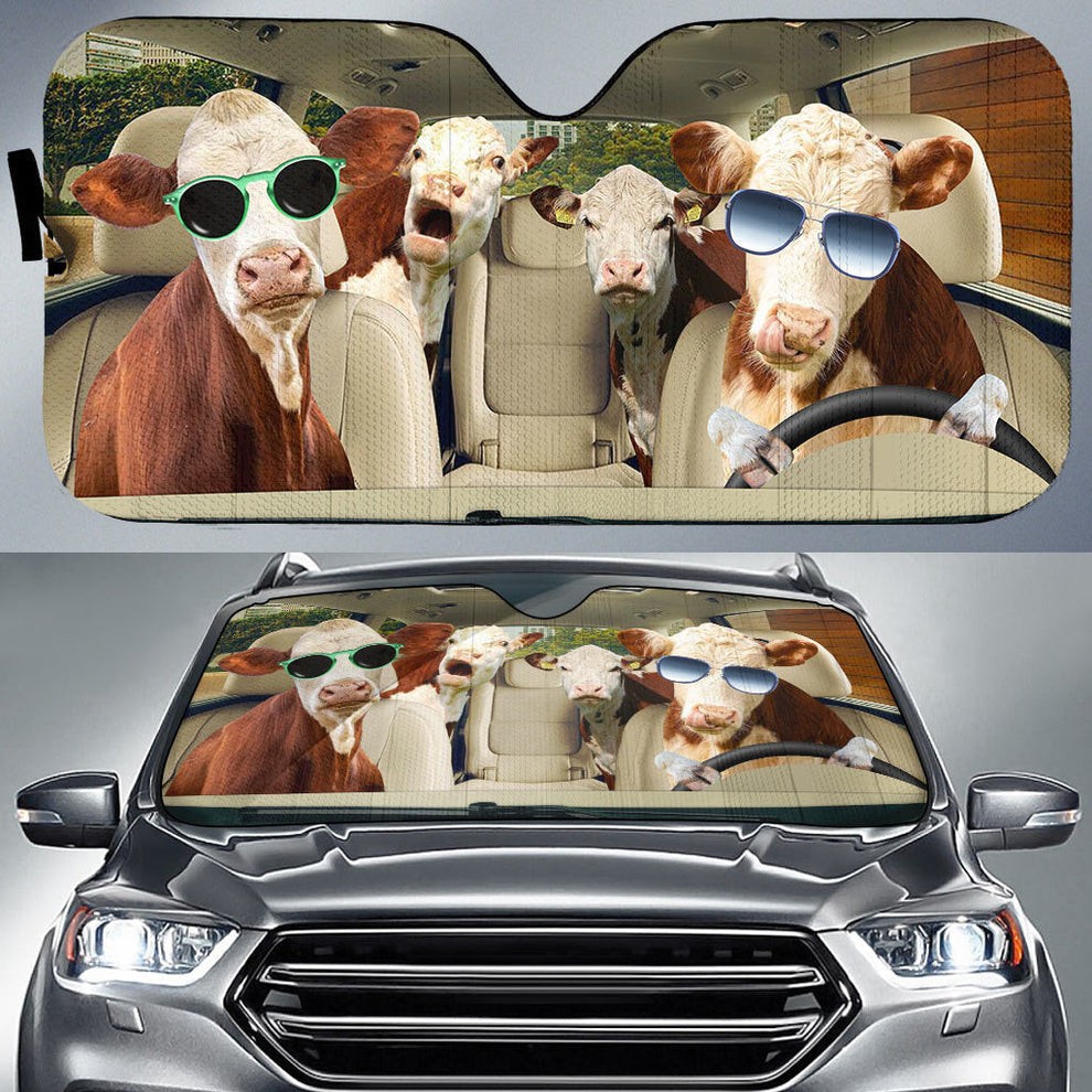 Driving Hereford Cattle All Over Print 3D Sun Shade