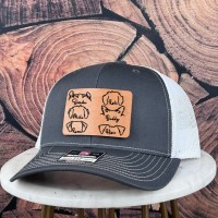 Personalized Pet Ears Lineart Leather Patch Hat - 6 Panel
