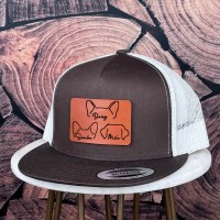 Personalized Pet Ears Lineart Leather Patch Hat - 5 Panel