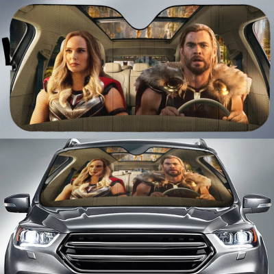 Thor And Jane Foster Halloween Car Sunshade