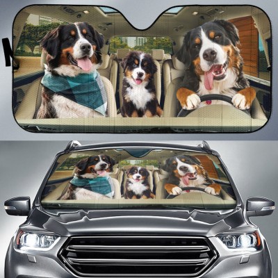 Driving Bernese Mountain Dog All Over Print 3D Sun Shade