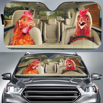 Driving Chickens All Over Print 3D Sun Shade