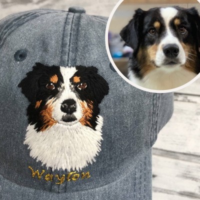 HYPER-DETAILED HAND EMBROIDERY Personalized Pet Hat Using Pet Photo - Classic