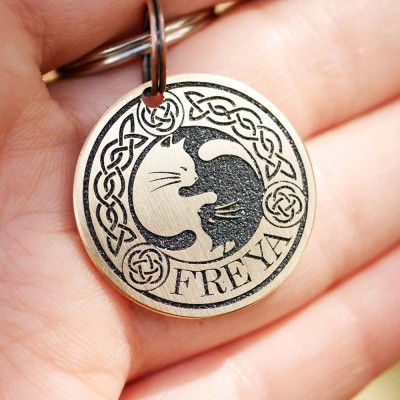 Personalized Freya Cat Tag Endraved Brass Metal Pet Tag