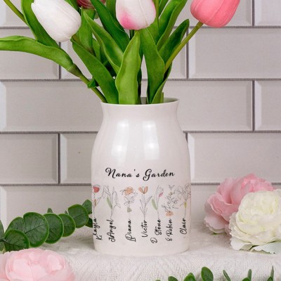 Personalized Grandma's Garden Flower Vase Mother's Day Gift